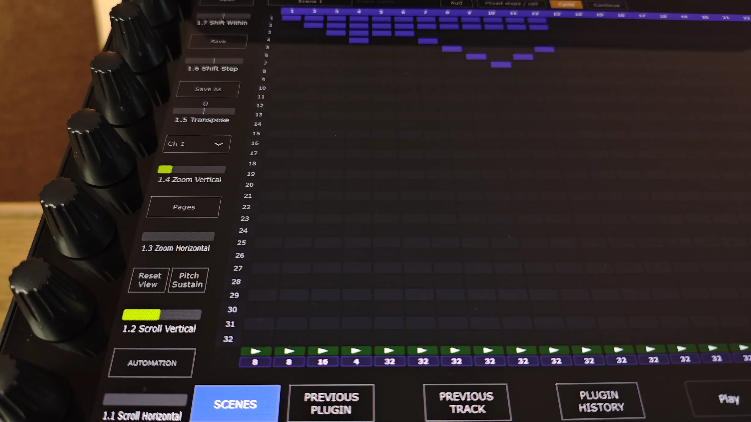 Scene-based composition arranging sequencer combinations into song sections